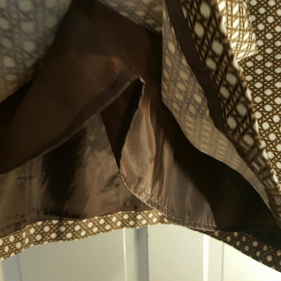Talbots Basket Weave Brown Print Skirt size 14 EUC - Picture 5 of 7
